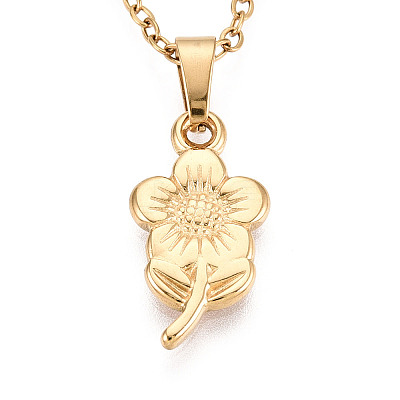 304 Stainless Steel Pendant Necklaces NJEW-T018-43G-1