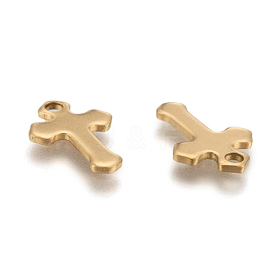 Ion Plating(IP) 304 Stainless Steel Tiny Cross Charms LS-X-STAS-L159-06G-1