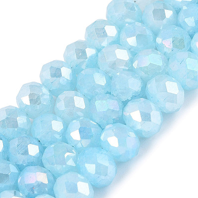 Electroplate Crackle Imitation Jade Glass Beads Strands LS-EGLA-Q131-02C-02-1