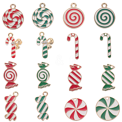 32Pcs 16 Style Christmas Theme Alloy Enamel Pendants ENAM-SC0003-66-1