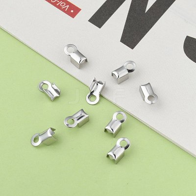 Tarnish Resistant 304 Stainless Steel Fold Over Crimp Cord Ends X-STAS-M009-01A-1
