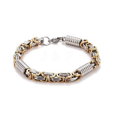 Ion Plating(IP) 304 Stainless Steel Column Links Bracelet with Byzantine Chains for Men BJEW-G649-01G-1