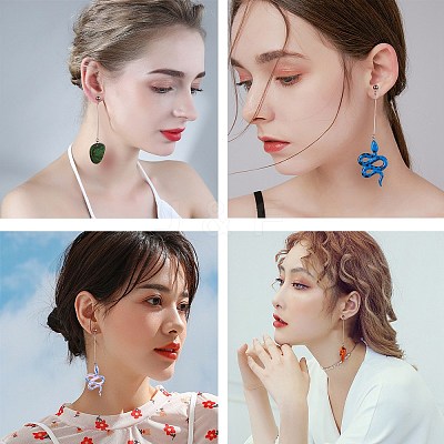 DIY Snake & Leaf Drop Earring Making Kit DIY-SZ0007-59-1