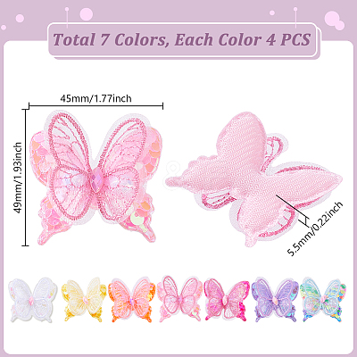 28Pcs 7 Colors Polyester & Resin & Sequined Bowknots DIY-GA0009-24-1