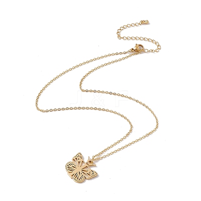 Initial Letter with Butterfly Pendant Necklace LS-NJEW-C026-01G-T-1