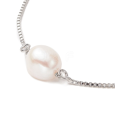 Oval Natural Pearl Beaded Slider Bracelet BJEW-JB09315-01-1
