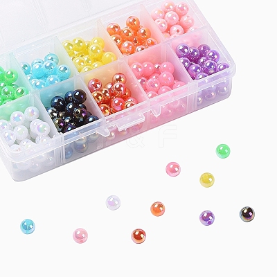 300Pcs 10 Colors Plastic Beads OACR-CJ0001-13-1