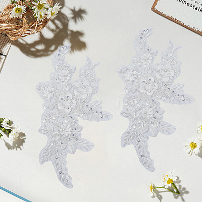 Flower Gauze & Sequin Embroidery Ornament Accessories DIY-WH20081-002A-1