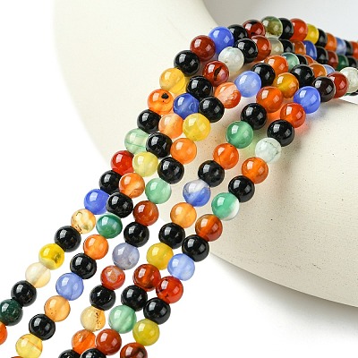 Natural Agate Beads Strands G-F417-05-6mm-1