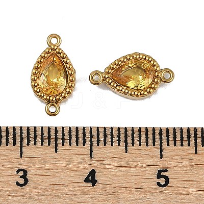 Ion Plating(IP) 304 Stainless Steel Cubic Zirconia Teardrop Links Connector Charms STAS-K256-23G-09-1