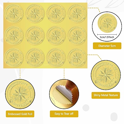 34 Sheets Self Adhesive Gold Foil Embossed Stickers DIY-WH0509-018-1