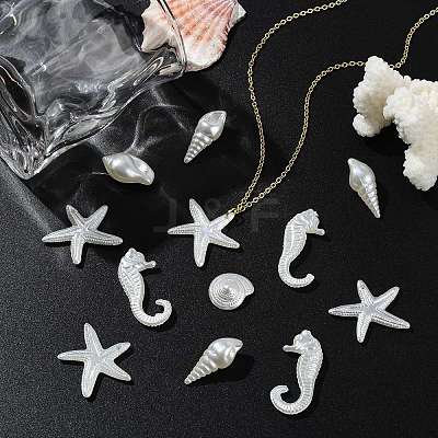 250G Marine Theme ABS Plastic Imitation Pearl Beads OACR-CJ0002-35-1