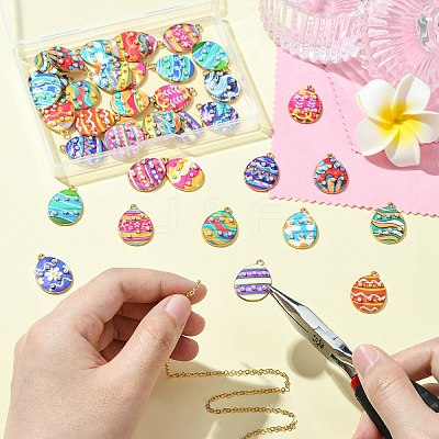 40Pcs 20 Styles Printed Alloy Pendants FIND-CJ0011-18-1
