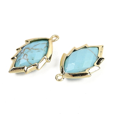 Synthetic Turquoise Faceted Leaf Pendants G-I375-04G-06-1