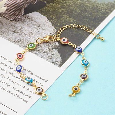 Evil Eye Lampwork Link Chain Bracelet Making AJEW-JB00961-02-1