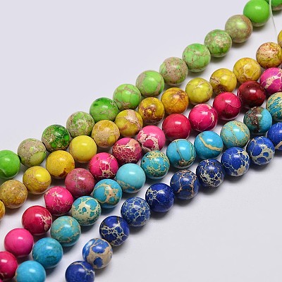 Natural Imperial Jasper Beads Strands G-I122-8mm-M-1