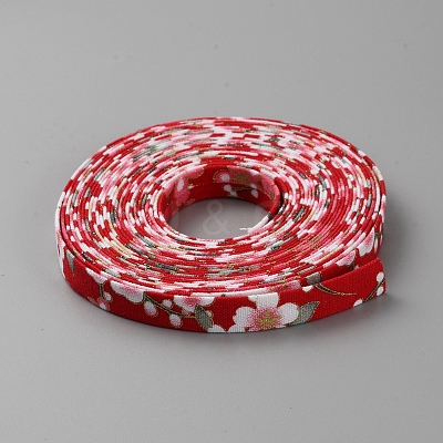 5M Japanese Printed Flower Cotton Ribbons OCOR-WH0089-25A-01-1