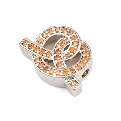 Brass Micro Pave Orange Cubic Zirconia Beads CU-CBAD306-22P-1