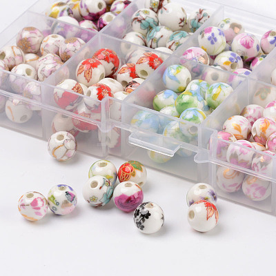 1 Box Ten Color Handmade Printed Porcelain Beads PORC-X0003-01-1