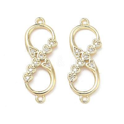 Brass Micro Pave Cubic Zirconia Heart Infinity Connector Charms KK-P350-12G-01-1