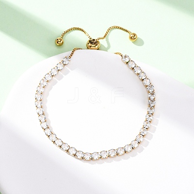 304 Stainless Steel Pave Clear Cubic Zirconia Tennis Bracelets BJEW-G754-03G-03-1