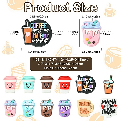 24Pcs 12 Styles Cartoon Drink Silicone Beads PVC-YW0001-04-1