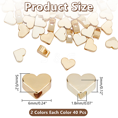 80Pcs 2 Styles Brass Beads KK-AR0004-54A-1