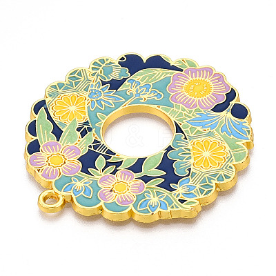 Rack Plating Alloy Enamel Big Pendants ENAM-N056-394D-G-1