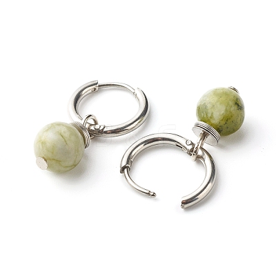 Natural Qinghai Jade Beads Earrings for Girl Women Gift EJEW-JE04607-02-1