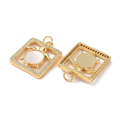 Brass Micro Pave Clear Cubic Zirconia Pendants KK-B083-29A-G-1