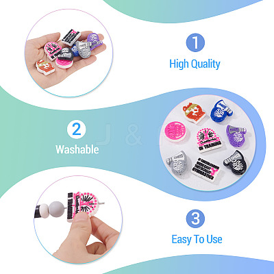 8Pcs 8 Styles Cheer Theme PVC Plastic Beads FIND-TA0008-71-1