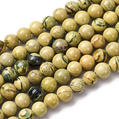 Natural Verdite Stone Beads Strands G-C242-03-6mm-1