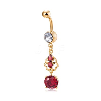 Brass Cubic Zirconia Navel Ring AJEW-EE0004-30C-1