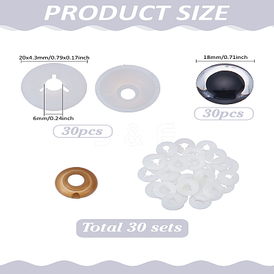 30Pcs Craft Plastic Screws Doll Eyes DOLL-LP0001-02-1