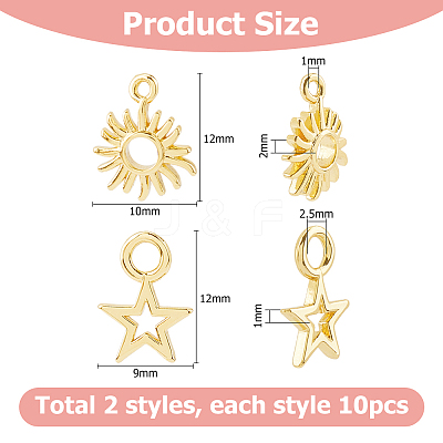 20Pcs 2 Styles Brass Charms KK-HS0015-55-1