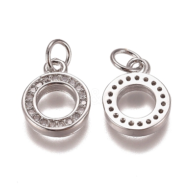 Brass Micro Pave Clear Cubic Zirconia Charms X-ZIRC-G153-23P-1