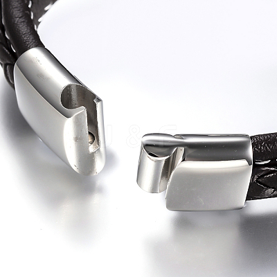 Men's Braided PU Leather Cord Bracelets BJEW-H559-08-1