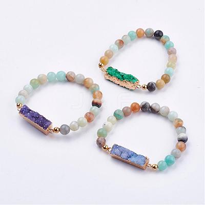 Natural Amazonite Stretch Bracelets BJEW-JB03163-1