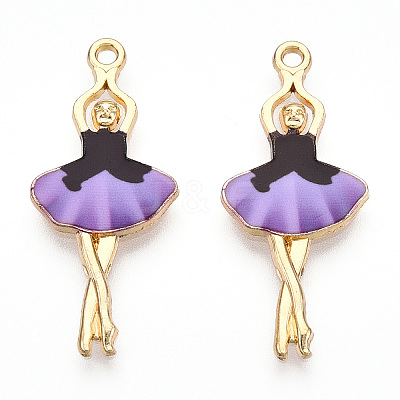Printed Light Gold Tone Alloy Pendants ENAM-N056-207F-1