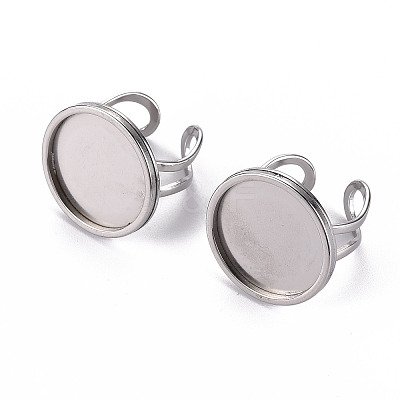 Tarnish Resistant 201 Stainless Steel Cuff Ring Findings STAS-S080-040F-P-1