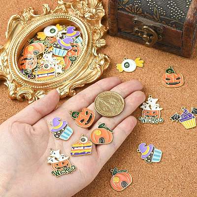 35Pcs 7 Styles Halloween Alloy Enamel Pendant ENAM-CJ0003-98-1