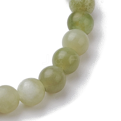 6mm Natural Green Jade Round Beaded Stretch Bracelets BJEW-JB10854-1
