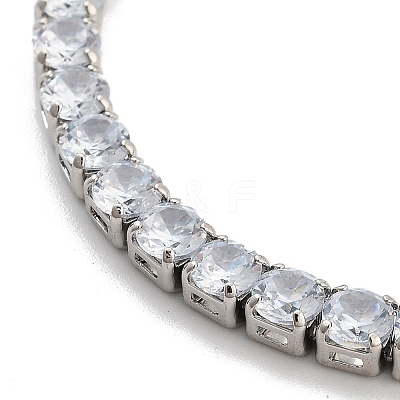 Brass Pave Clear Cubic Zirconia Flat Round Link Bracelets BJEW-YWC0002-04P-1