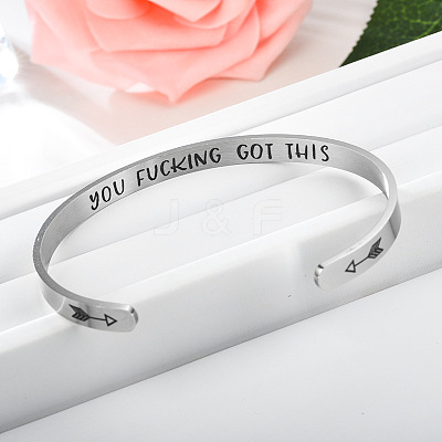 Inspirational Stainless Steel Cuff Bangles for Men Women FS-WG0E735-13-1