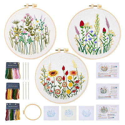 DIY Flower Pattern Embroidery Beginner Kits DIY-TAC0020-38-1