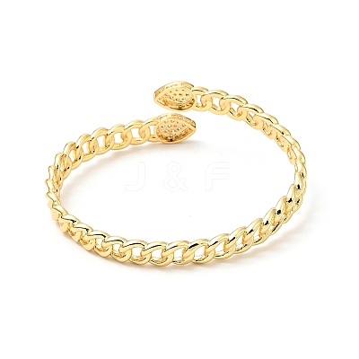 Clear Cubic Zirconia Teardrop Open Cuff Bangle BJEW-J165-01G-1