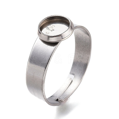 Non-Tarnish Adjustable 304 Stainless Steel Finger Rings Components X-STAS-F149-18P-F-1