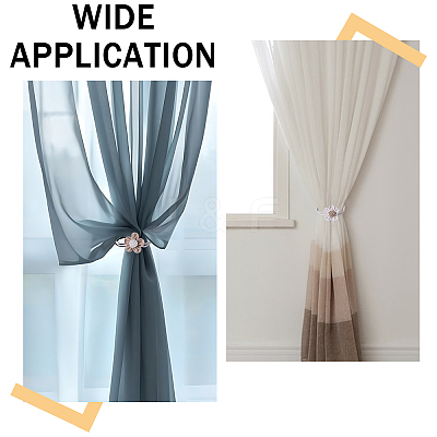 4pcs 2 Colors Linen & ABS Plastic Flower Curtain Tiebacks AJEW-GL0002-84-1