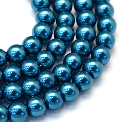 Baking Paint Pearlized Glass Pearl Round Bead Strands HY-Q330-8mm-06-1
