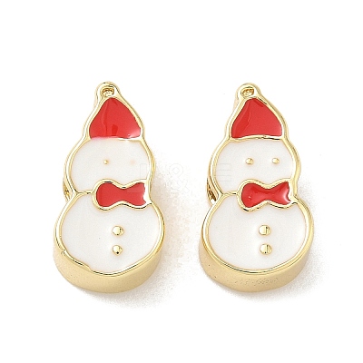 Christmas Brass Enamel Beads KK-I474-G09-1